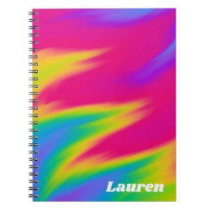 Personalized Rainbow Abstract Spiral Notebook