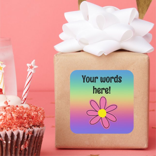 Personalized Rainbow and Flower Sticker (Party)