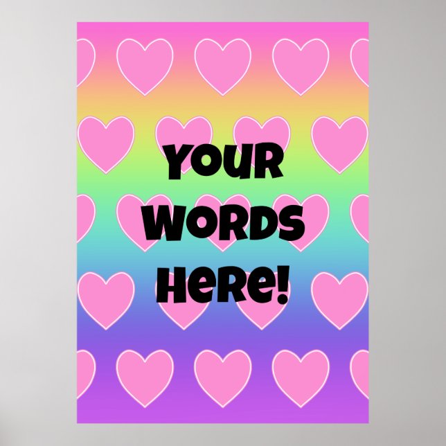 Personalized Rainbow and Pink Hearts  Poster (Front)