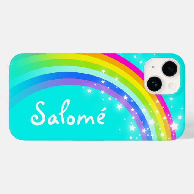 Personalized rainbow aqua iphone case (Back (Horizontal))