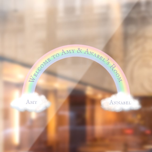 Personalized Rainbow Arch & Fluffy White Clouds Window Cling (Sheet 2)
