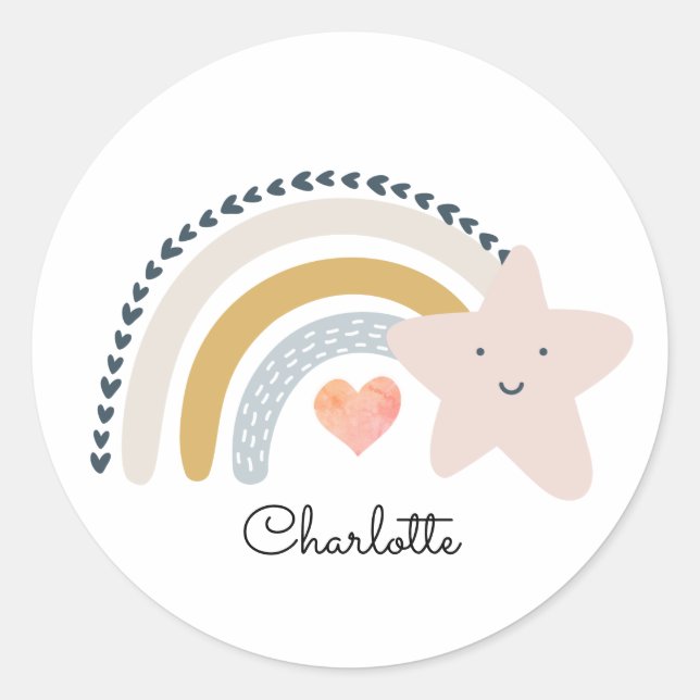 Personalized Rainbow Baby  Classic Round Sticker (Front)