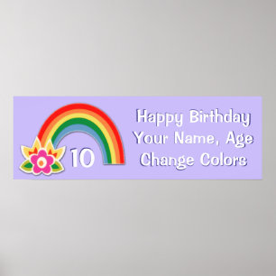 Personalized Rainbow Birthday Banner Posters