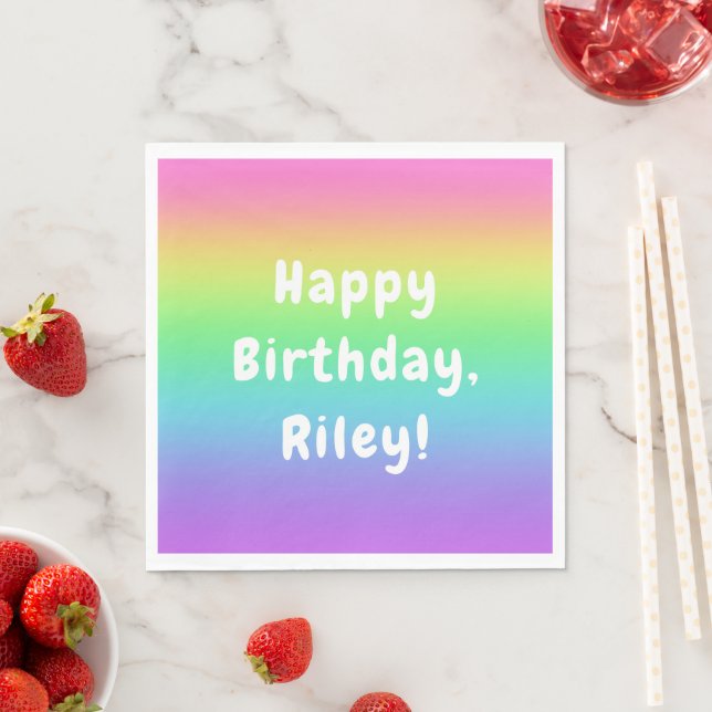 Personalized Rainbow Birthday Napkin (Insitu)