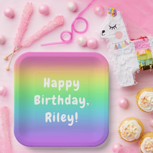 Personalized Rainbow Birthday Plates (Party)