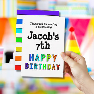 Personalized Rainbow Birthday Thank You Card