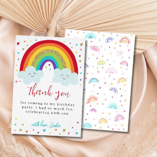 Personalized Rainbow Birthday Thank You Card Cute 