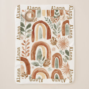Personalized Rainbow Boho Name Sherpa Blanket