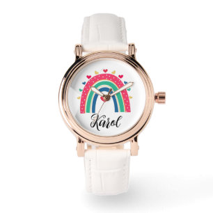 Personalized rainbow bracelet watch for mom.