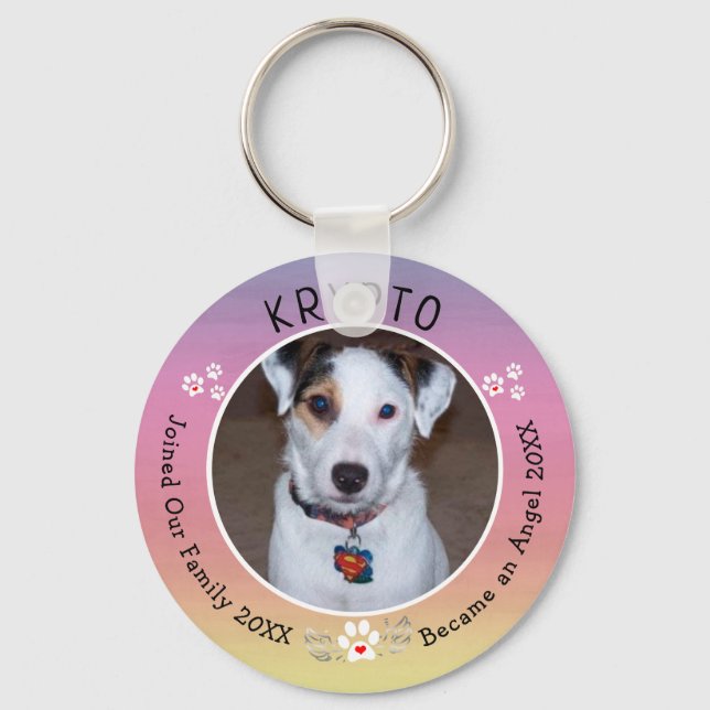 Personalized Rainbow Bridge Dog Memorial Keychain (Front)
