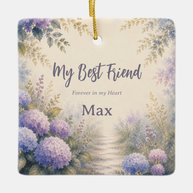 Personalized Rainbow Bridge Pet Memorial Ornament (Front)