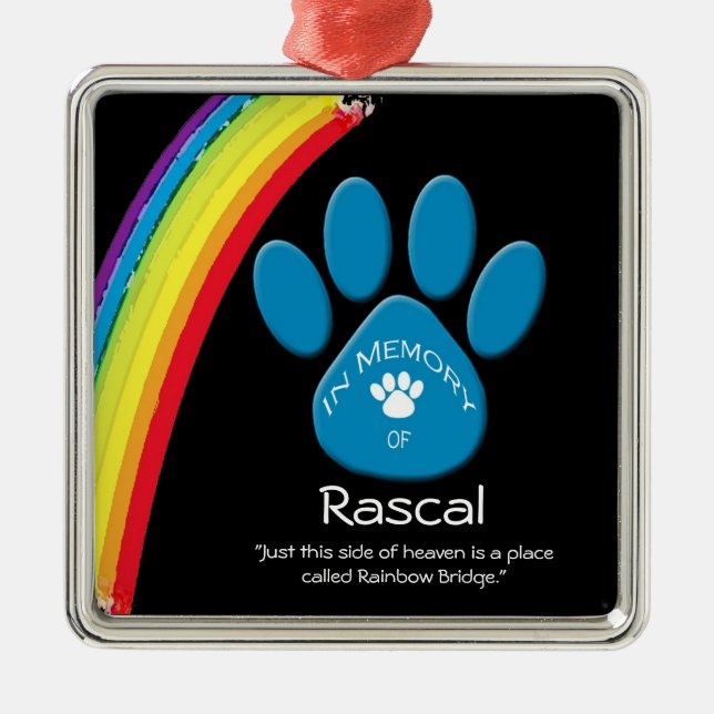 Personalized Rainbow Bridge Pet Rememberance Ornam Metal Ornament (Front)