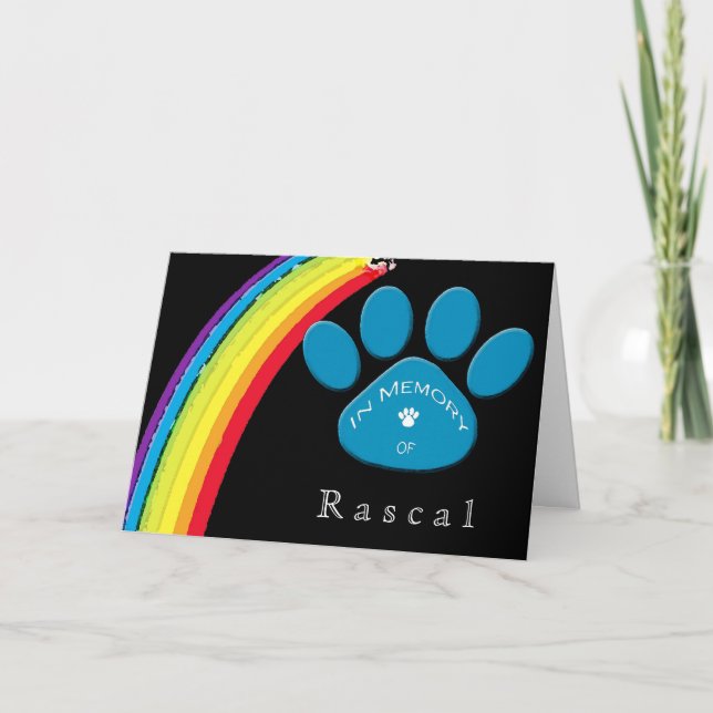 Personalized Rainbow Bridge Pet Sympathy Condolenc Card (Front)
