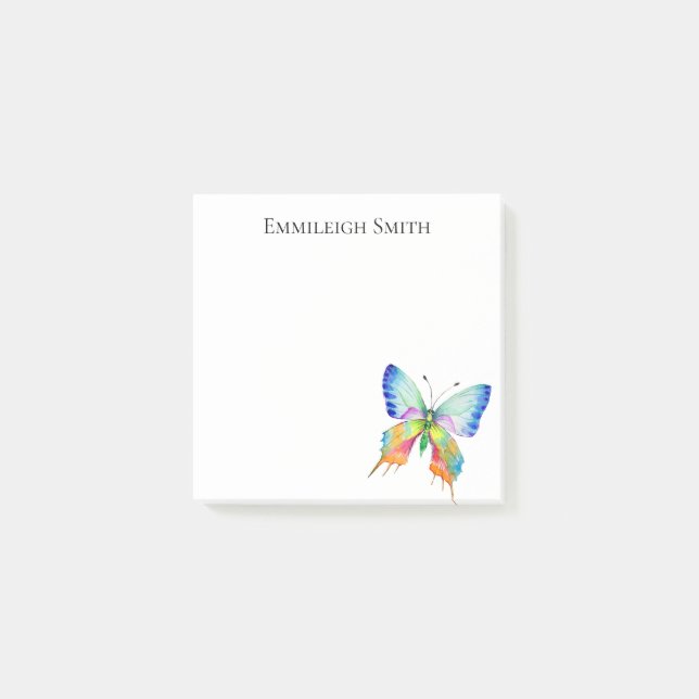 Personalized Rainbow Butterfly Post it Notes (Front)