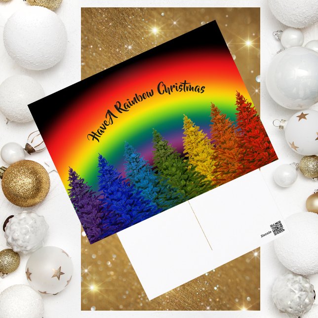 Personalized Rainbow Christmas Tree Holiday Postcard (Creator Uploaded)