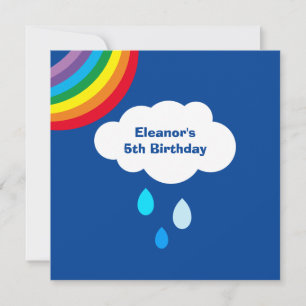 Personalized Rainbow, Clouds and Rain Birthday