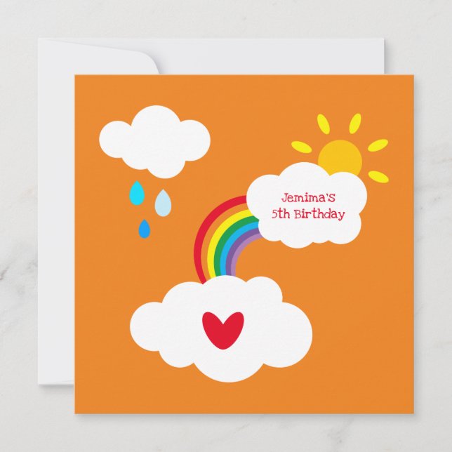 Personalized Rainbow, Clouds, Rain & Sun Birthday (Front)