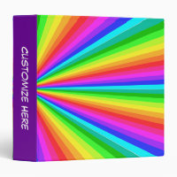 Personalized Rainbow Color Burst Ring Avery Binder