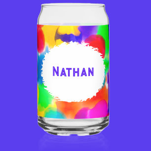Personalized Rainbow Colour Splash Can Glass