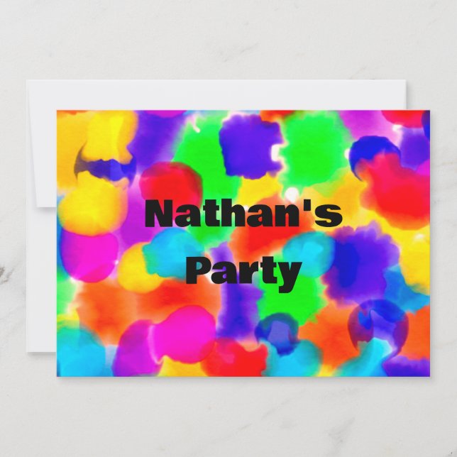 Personalized Rainbow Colour Splash  Invitation (Front)
