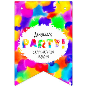 Personalized Rainbow Colour Splash Party  Bunting Flags