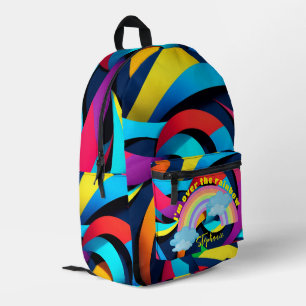 Personalized rainbow colour striped Backpack,  Printed Backpack