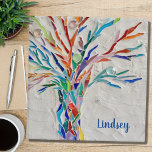 Personalized Rainbow Coloured Tree Binder<br><div class="desc">This decorative binder features a print of a rainbow coloured tree on a pale grey background. The original design was made in mosaic using many tiny fragments of brightly coloured glass. Easily customizable with your name. Use the Customize Further option to change the text size, style or colour if you...</div>