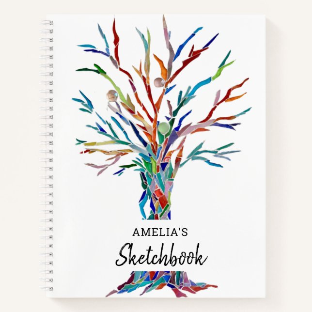 Personalized Rainbow Coloured Tree Notebook (Front)