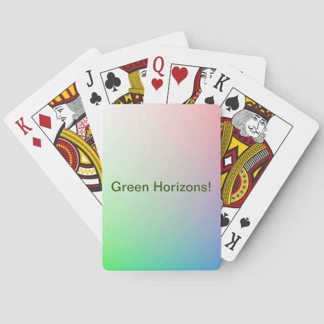 Personalized Rainbow Colours Abstract Art Green Playing Cards (Back)