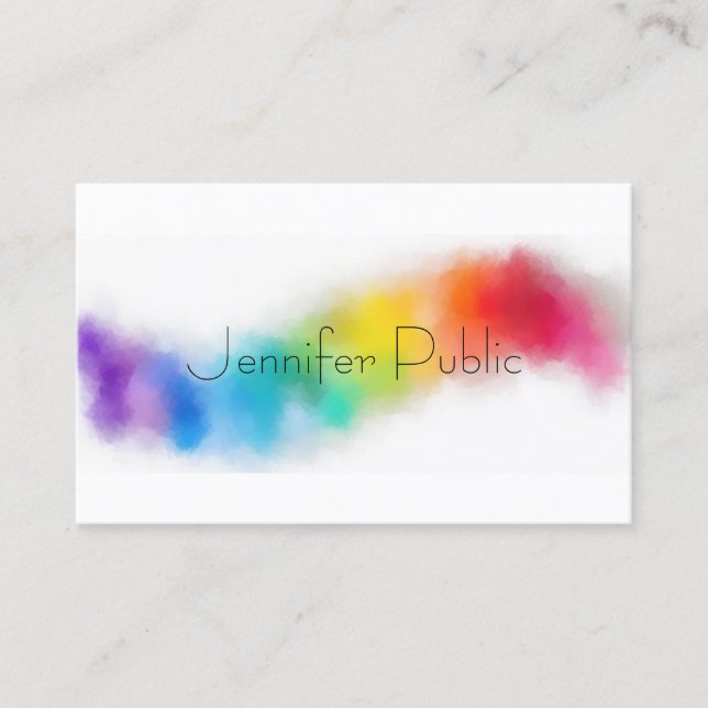 Personalized Rainbow Colours Modern Elegant Trendy Business Card (Front)