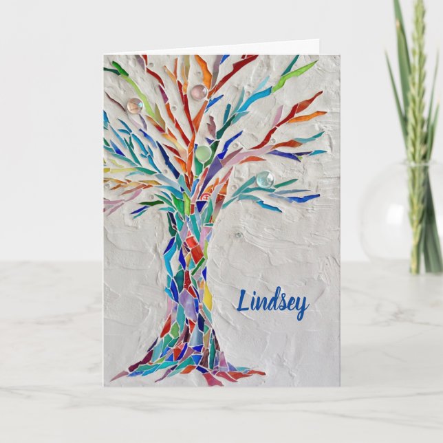 Personalized Rainbow Colours Tree of Life Card (Front)