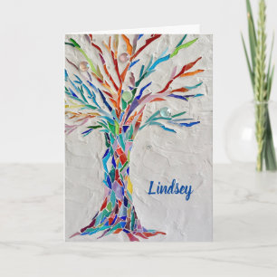 Personalized Rainbow Colours Tree of Life Card