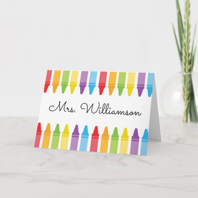 Personalized Rainbow Crayons Teacher Appreciation Card (Front)