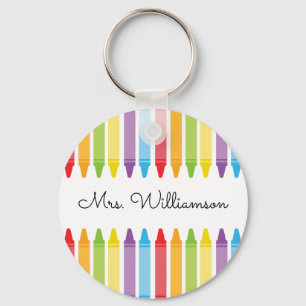 Personalized Rainbow Crayons Teacher Appreciation Keychain