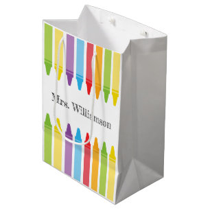 Personalized Rainbow Crayons Teacher Appreciation  Medium Gift Bag