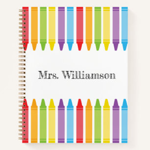 Personalized Rainbow Crayons Teacher Appreciation Notebook