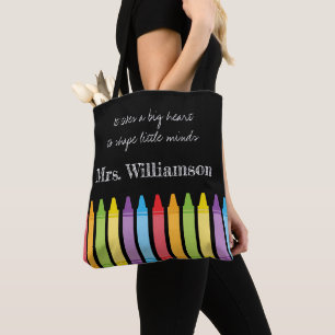 Personalized Rainbow Crayons Teacher Appreciation  Tote Bag