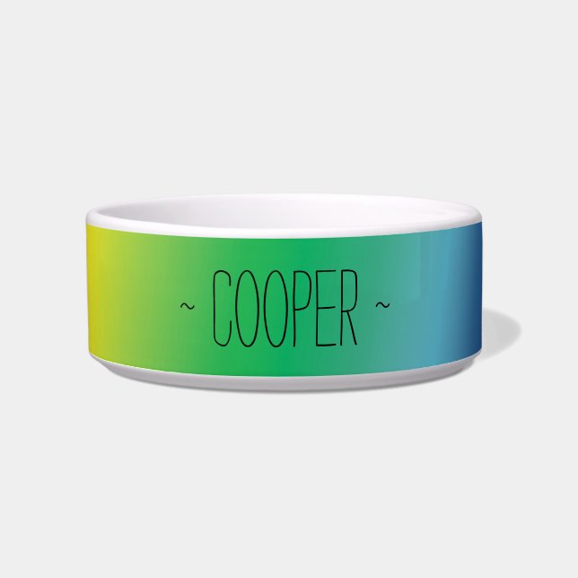 Personalized Rainbow custom name text cute dog cat Bowl (Front)