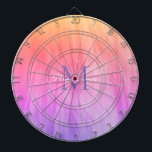 Personalized Rainbow Dartboard<br><div class="desc">This girly Dartboard is decorated with an atmospheric ombre design in shades of pink,  coral and purple.
Easily customizable with your name,  and monogram.
Use the Customize Further option to change the text size,  style or colour if you wish.</div>