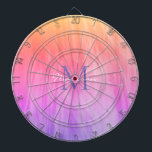 Personalized Rainbow Dartboard<br><div class="desc">This girly Dartboard is decorated with an atmospheric ombre design in shades of pink,  coral and purple.
Easily customizable with your name,  and monogram.
Use the Customize Further option to change the text size,  style or colour if you wish.</div>