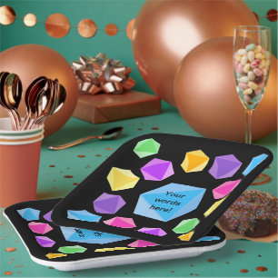 Personalized Rainbow Dice Paper Plate