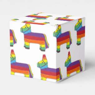 Personalized Rainbow Donkey Piñata Birthday Party Favor Box
