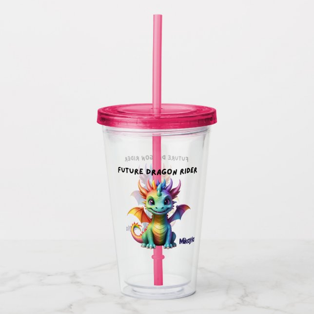 Personalized Rainbow Dragon Acrylic Tumbler (Front)