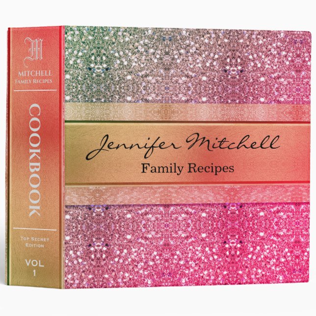 Personalized  Rainbow Family Recipe Cookbook Binder (Front/Spine)