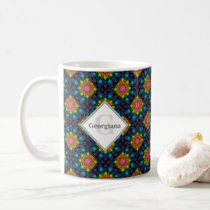 Personalized Rainbow Floral Fountain Art Deco Fans Coffee Mug