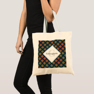 Personalized Rainbow Floral Fountain Art Deco Fans Tote Bag
