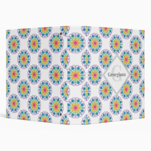 Personalized Rainbow Floral Polka Dots Mandala Binder