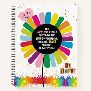 Personalized Rainbow-Flower vibrant Spiral Notebook