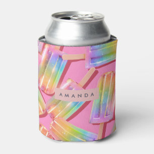 Personalized Rainbow Glitter Popsicle Dreamt Can Cooler