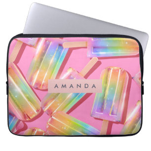 Personalized Rainbow Glitter Popsicle Dreamt Laptop Sleeve